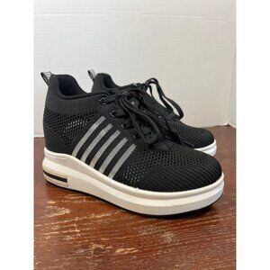 Breathable Black Mesh Platform Sneakers  Womens Size 38-40  Aonegold